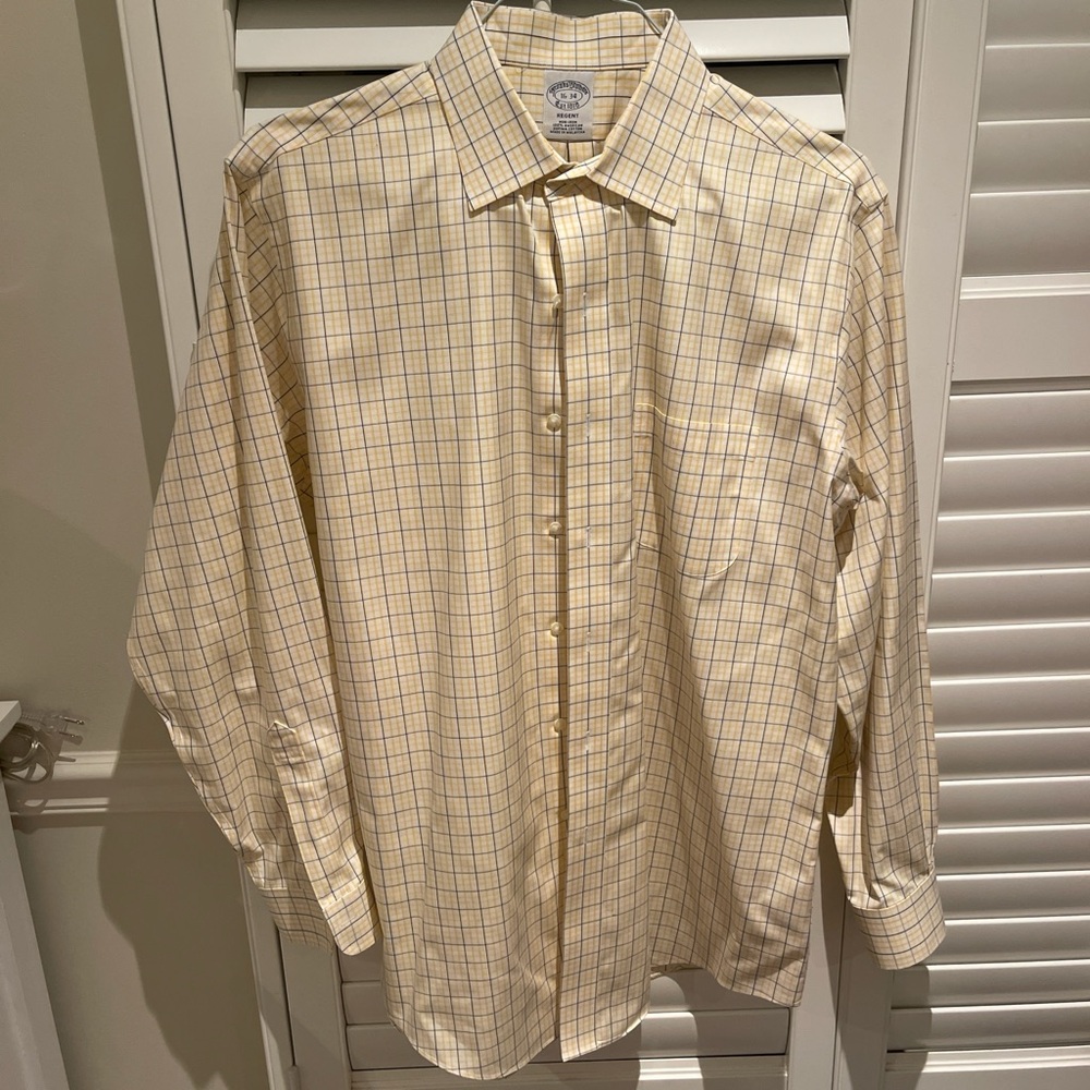 Brooks Brothers Men's Yellow Regent Checkered Shirt